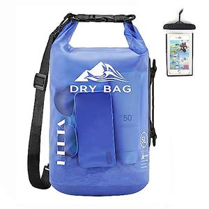 HEETA Dry Bag Waterproof for Women Men, Roll Top Lightweight Dry Storage Bag Backpack with Phone Case for Travel Swimming Boating Kayaking Paddle Board Camping Beach Accessories (Bluish Violet, 10L)