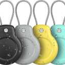 SPGUARD for AirTag Holder Case with Keychain 1st/2nd Air Tags-4 Pack for Apple Air Tag Holder with Wire Cable Lock Key Ring Chain Air Tagholder Accessories for GPS Item Tracker Kids,Keys,Luggage (Black/Grey/Yellow/Light Green)