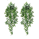 Whonline 2pcs Fake Hanging Plants, Artificial Potted Plants for Indoor Outdoor Aesthetic Office Living Room Shelf Decor