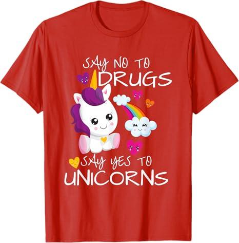 Red Ribbon Week Kids Youth Say No Say Yes to Unicorns T-Shirt