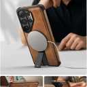 Strong Magnetic for Samsung Galaxy S26 Ultra Case Leather,[Compatible with MagSafe], Adjustable Kickstand, Shockproof Protective Cover for Samsung S26 Ultra (Brown)