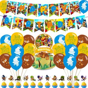 Bloons TD 6 Party Decorations,Bloons TD Video Game Birthday Party Supplies Includes Banner- Cake Topper - 24 Cupcake Toppers - 18 Balloons