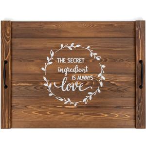 Noodle Board Stovetop Cover with Handles, Sink Wood Block Covers for Electric & Gas Stove, RV Stove Burner, Farmhouse Decorative Wooden Tray for Kitchen-The Secret Ingredient Is Always Love