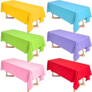 Peryiter 6 Pcs Assorted Color Fabric Rectangle Tablecloth 60 x 83 Inch Stain and Wrinkle Resistant Polyester Fabric Table Cloth Washable Decorative Cover for Wedding Party Banquet Dining Table