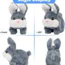 Hopearl Hopping Chubby Rabbit Interactive Electronic Pet Plush Bunny Toy with Sounds and Movements Animated Walking Wiggle Ears Twitch Nose Gift for Toddlers Birthday, Gray, 7''