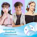 Olyre Kids Headphones, Toddler Headphones with Cord for School Plane Travel, Lightweight Stereo Wired Children Earphones with HD Microphone for Boys Girls for PC Cellphone Tablet(Icy Mint Blue/Purple)