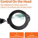 Magnifying Glass with Light and Stand, 10X 30X Desktop LED Magnifying Lamp with Base and Clamp, 5 Color Modes, 3 Dimmable Levels Hands Free Magnifying Glass for Reading, Close Work, Crafts, Jewelry