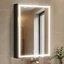 Spliceable Modular LED Lighted Bathroom Medicine Cabinet Mirror with Anti-Fog Aluminum Frame, Adjustable Lighting, Built-in Sockets & USB Ports – Wall Mounted (Right Hinge, 28" L x 20" W)