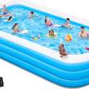 Large Inflatable Pool with Pump - 165'' x 76'' x 22'' Oversized Thickened Blow Up Pool for Adults, Family Swimming Pool for Backyard, Garden and Outdoor Fun