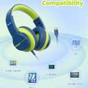 iClever USB C Headphones for Kids, Over-Ear for Boys Girls, Safe Volume 85dBA, Foldable Wired Kids Headphones for iPad, HS19S
