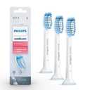 Philips Sonicare Genuine Sensitive Replacement Toothbrush Heads for Sensitive Teeth, 3 Brush Heads, White, HX6053/64, 1 Count Pack of 3