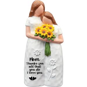 Mom Birthday Gifts,5.9'' Mother and Daughter with Sunflower Figurine,Gifts for Mom from Daughter on Mother's Day,Birthday,Thanksgiving and Christmas