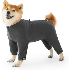 Dog Winter Warmer Fleece Onesie, Bodysuit for Small Medium Large Dogs, Stretchy Cold Weather Pet Warmer Jumpsuit Puppy Onesie Lightweight, Gray, Medium (Grey)