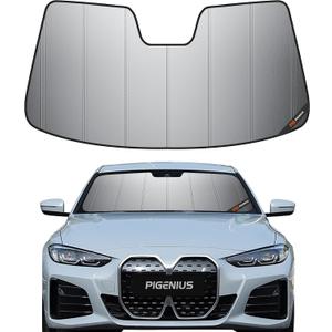 Pigenius Custom Fit Windshield Sunshade for BMW i4 2022-2026 & BMW 4 Series Gran Coupe 2024-2026, Fits i4 M50 M60 430i M440i, Premium Grey Leather Finish