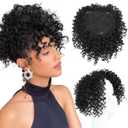 Adancyler Natural Afro Kinky Curly Short Hair Toppers With Bangs - Black Clip-in Synthetic Wiglets for Men and Women With Thinning Hair - Instant Volume and Style