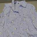 Allegra K Women's Peter Pan Collar Shirt Cotton Vintage Short Sleeve Button Down Shirt, XL