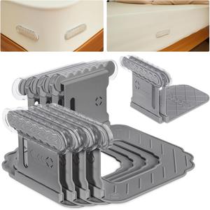 Bed Lock Sheet Holders Fit All Sheet Size, New Upgrade Sheet Straps Keep Sheets Firm & Tight, Bed Fitted Sheet Holder for Corners, Sheet Clips, Mattress Sheet Holder Strap, Sheet Secure Lock Fasteners (Gray)