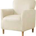 MIFXIN Banquet Armchair Slipcovers Chair Cover Velvet Stretch Armchair Sofa Cover 1 Piece Spandex Elastic Furniture Protector Couch Slipcover for 1-Seater Sofa with Arms (Beige)