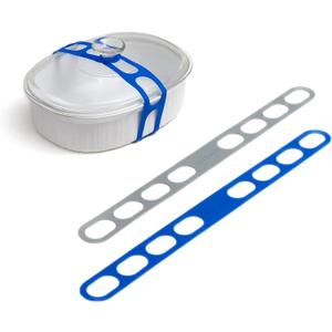 Lid Latch the reusable universal lid securing strap for crockpots, casserole dishes, pots, pans and more. Make it easy to transport your favorite dishes with one simple strap. (Polybag Blue/Grey)