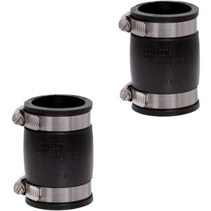Fernco 1056-150 1-1/2-in. Flexible PVC Pipe Coupling for Cast Iron and Plastic Plumbing Connections 2-Pack