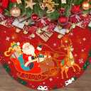 48 Inch Christmas Tree Skirt, Vintage Santa Snowflake Red Tree Skirt for Indoor Outdoor Home Winter Merry Xmas Holiday Party Decorations