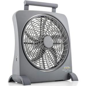 O2COOL Treva 10 inch Rechargeable Portable Fan Smart Power Air Circulator. Plug-In AC Adapter and Battery Powered, USB Charging Port, For Camping Travel and Indoors Use
