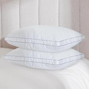 Deodar Goose Feather Down Pillows Standard - Made in USA -Hotel Bed Pillow Gusseted 2 Pack White Fluffy Pillow for Back Side Stomach Sleeper 20" x 26"
