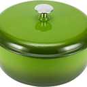 Amazon Basics Enameled Cast Iron Dutch Oven Pot with Lid, Round, Dual Handles, Heavy-Duty, Oven Safe for Stews, Roasting, Baking, 4.3-Quart, Small, Green