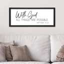 flowtorely With God All Things Are Possible Wall Decor Scripture 24"×10" Matthew 19:26 Bible Verse sign Christian Large Wood Framed Wall Hanging (Black)