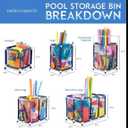 Modern Blue Pool Storage Bin - XX-Large | Nylon Mesh Basket Organizer For Your Goggles, Beach Balls, Floats, Swim Toys & Accessories | Air Dry Items Quickly & Easily Roll To Your Home Garage or Shed