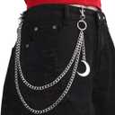 3 x TFORESTER Gothic Wallet Chain for Men & Women - Heavy-Duty Punk Pant Chain with Lobster Clasps, Rivets, Key Clip for Biker, Rock, Hip-Hop, Jeans, Gothic Accessories-Mode 3