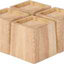 TQVAI Wood Bed Risers - Supports up to 2200 lbs - Heavy Duty Furniture Risers for Sofa Desk Couch Table, 4 Pack Bed Frame Legs Support with Non-Slip Rubber Pad, 3.5" H(Inner 3" H) - Original