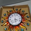 Sun Outdoor Clock with Thermometer and Hygrometer Combo, Silent No-Ticking Outdoor Wall Clock, Waterproof Quartz Clock for Patio, Living Room, Kitchen, Garden, 13 Inch