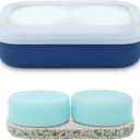 Leak Proof Travel Soap Case, Solid Shampoo Bar Holder, Silicone Soap Container with Draining Layer, Portable Bar Soap Holder for Bathroom, Camping, Gym, Easy to Clean (Blue, Large)