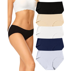 voenxe Women Seamless Hipster Underwear,Breathable Ladies Panties Bikini,No Show Briefs,Comfortable Undies for Women 5-Pack M