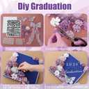 35 Pcs DIY Graduation Cap Decorations Accessory Kit, 3D Artificial Flowers, Butterfly & Alphabet Letter Stickers, Pearl Stickers, Bowknot for Grad Hats Decor(Purple)