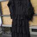 large dress black, Halloween costume, with wig and corset waist, slide on fangs, missing ring