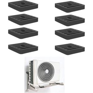 8Pcs Mini Split Anti Vibration Rubber Pads - Small Split Wall Mounting Bracket Isolation Mat for Air Conditioner Condenser Heat Pump System Outdoor Condenser Unit A/C HVAC, 1.85" x 1.85" x 0.31"