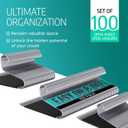Set of 100 Stainless Steel Non-Slip Open-Ended Pant Hangers Durable Trouser Organizer