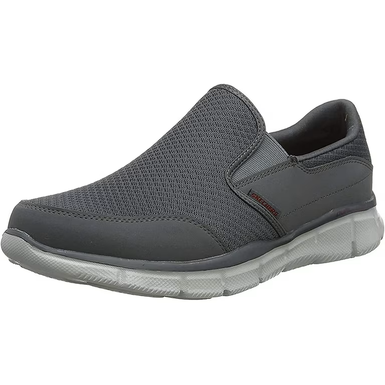 Skechers Men's Equalizer Persistent Slip-On Sneaker, Air-Cooled Memory Foam, Extra Wide Fit, Size 10.5, Charcoal