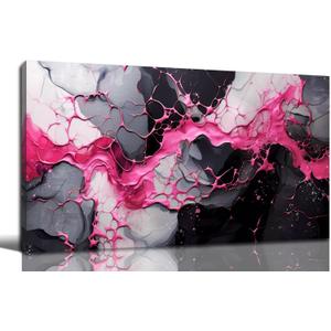 GUGIKA Abstract Wall Art for Living Room, Pink Canvas Wall-Art for Girls Bedroom, Print Paintings, Size 20x40 Inches (40L" x 20W")