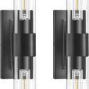 Black Wall Sconces Set of Two,Modern Bathroom Light Fixtures,2-Light Sconces Wall Lighting with Thickened Tempered Clear Glass,19 in Indoor Hardwired Wall Lights for Bedroom,Mirror, E26 Base