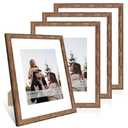 ccdcc 11x14 Picture Frame Set of 4, 11 x 14 Wood Photo Frames with Mat for 8x10, Natural Wooden Frame with Real Glass Cover for Wall and Tabletop Display,Rustic Brown