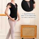 Girls Dance Leotard For Ballet Mesh Tank Dancewear,Mesh Splicing,Water Drop Hollow Back,Full Front Lining (6-8 Years, Black-03)