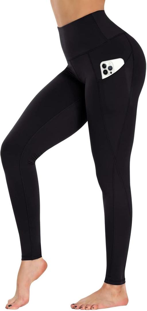 GAYHAY Leggings with Pockets for Women - 19" / 25" Yoga Pants High Waist Tummy Control Compression for Workout (Medium, Black)