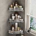 VOLPONE Corner Shower Shelves with Hooks Shower Storage Rack Rustproof Tub Organizer Drill Free (adhesive mounting, no suction cup) Shampoo Holder Wall Mount Corner Shower Caddy (3-Pack, Silver)
