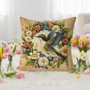 2 x GAGEC Summer Pillow Covers 18x18 Inch Vintage Spring Decor Bumming Bird Decor Bird Throw Pillowcases for Home Living Room Bedroom Holiday Decorations