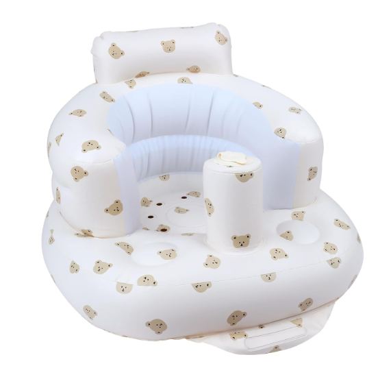 Inflatable Baby Chair with Built in Pump for Babies 3 Months & Up, Baby Floor Seats for Sitting Up, Blow Up Baby Seats for Infants - Dinosaur