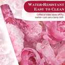 Desk Mat Desk Pad for Keyboard and Mouse, 31.5 x 15.7 in, Pink Peony Floral PU Leather Computer Protector, Non-Slip Base, Waterproof, Easy Clean for Office Gaming, Mouse Pad