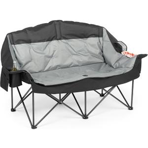 Heavy Duty Double Camping Chair Oversized 2 Person Camp Loveseat
Padded 660LBS Capacity, Comfy two Peson Camp Couch Folding Doule Seat Lawn Chair with Cup Holder&Side Pockets for Aults